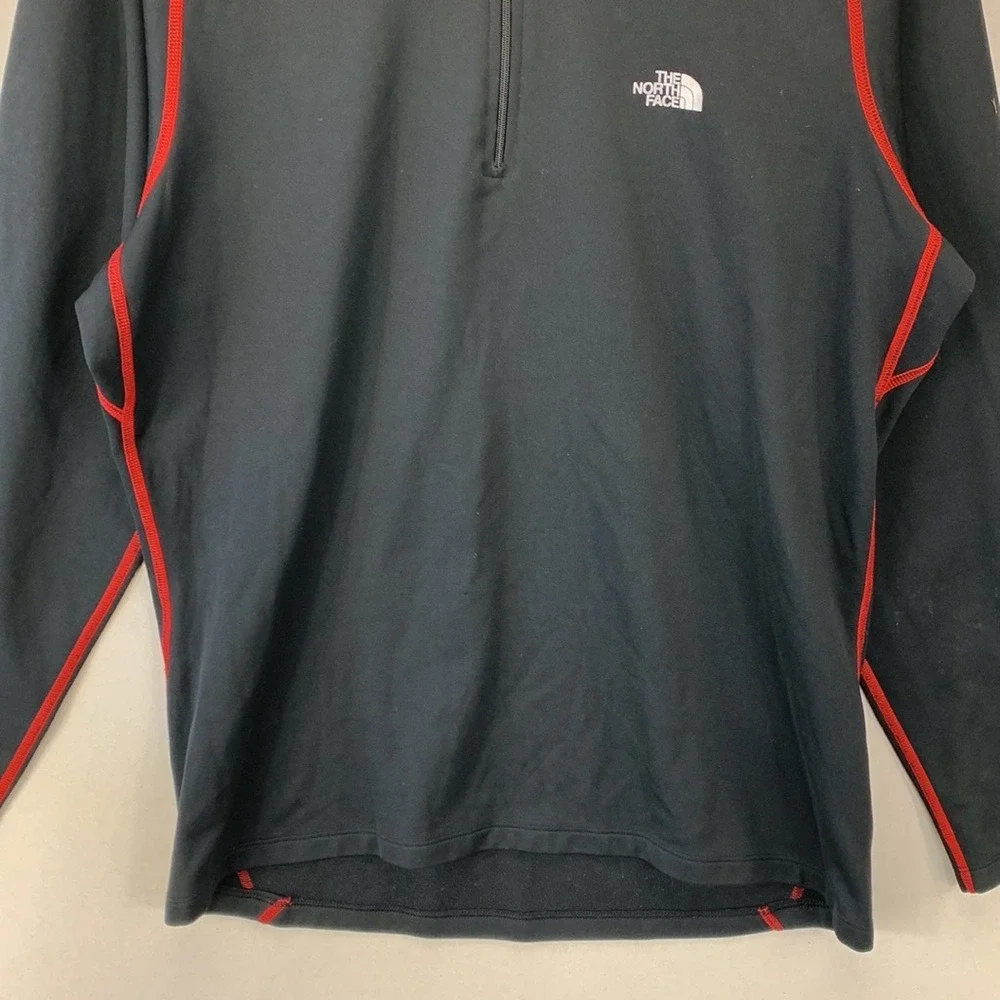 The North Face 1/4 Zip Fleece Pullover Jacket Mens Size L Black Red Outdoor Tech